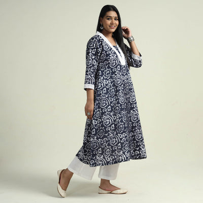 Hand Batik Printed Cotton Kurta with Palazzo Set 