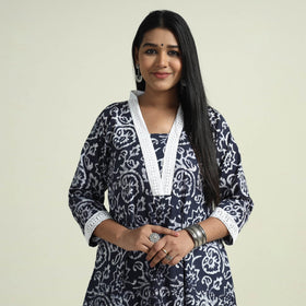  Hand Batik Printed Cotton Kurta with Palazzo Set 