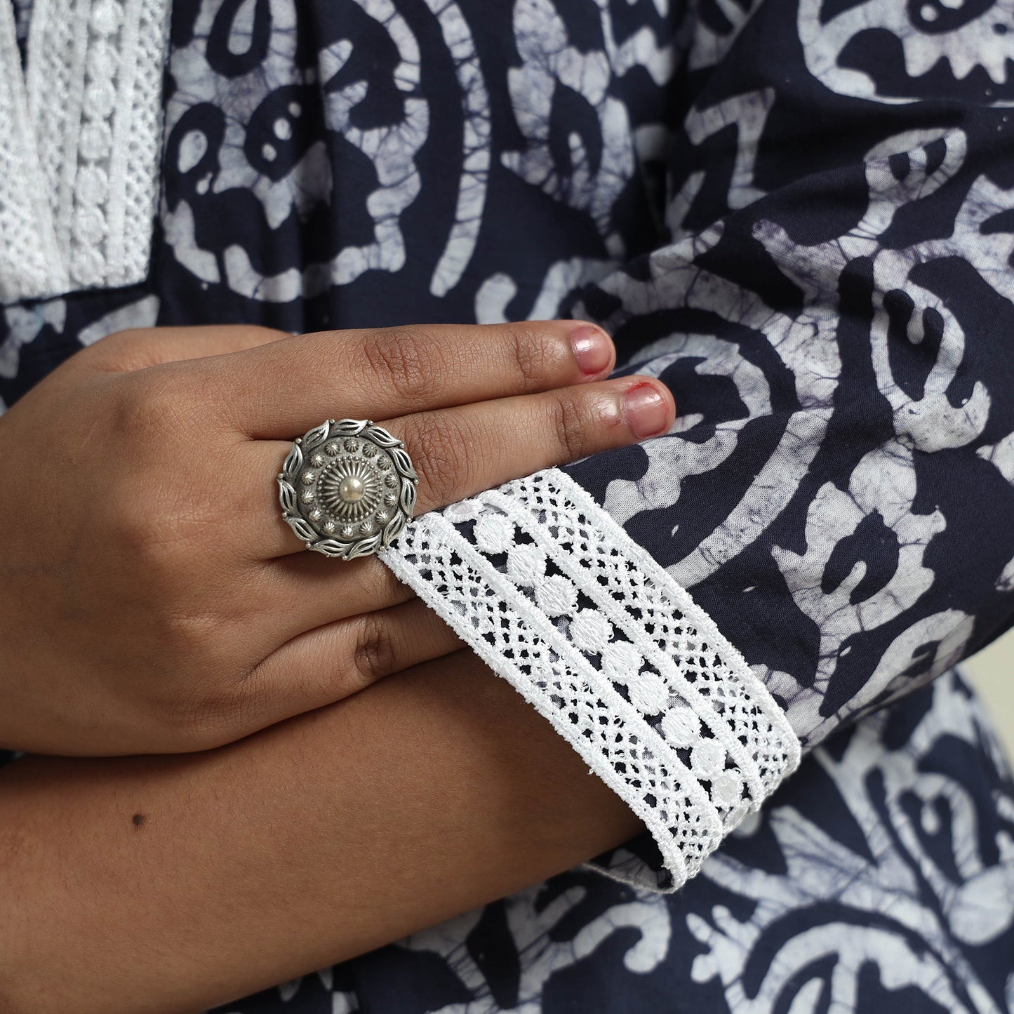  Hand Batik Printed Cotton Kurta with Palazzo Set 