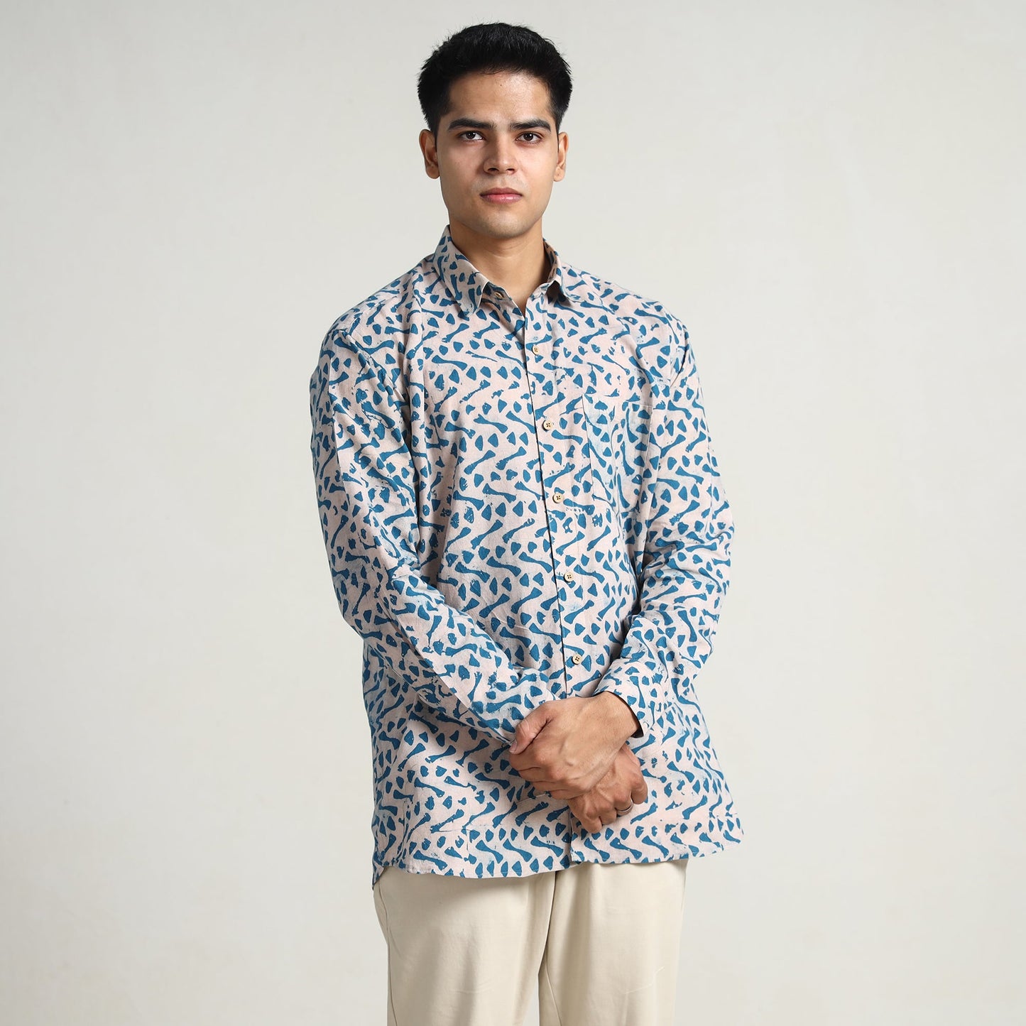 Buy Hand Batik Printed Cotton Men Full Sleeve Shirt 13 Online l iTokri.com