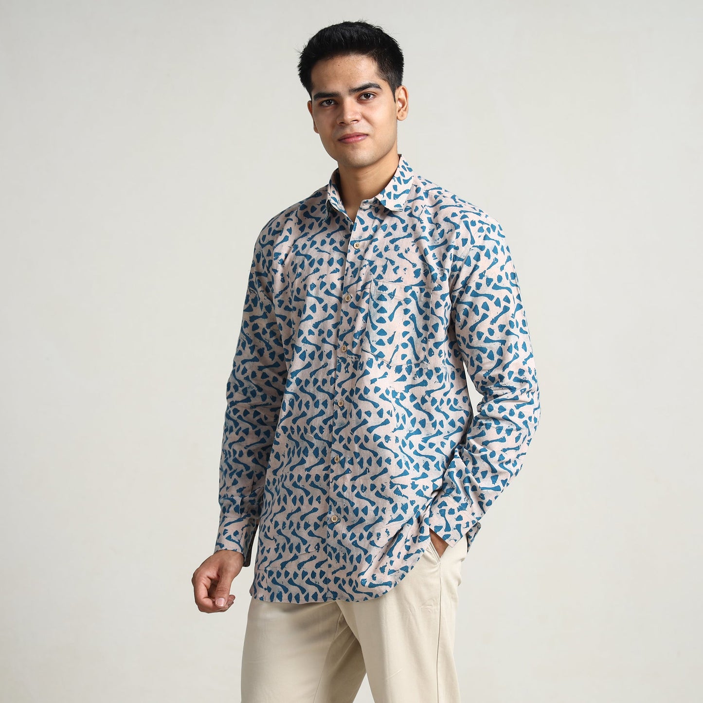 Buy Hand Batik Printed Cotton Men Full Sleeve Shirt 13 Online l iTokri.com