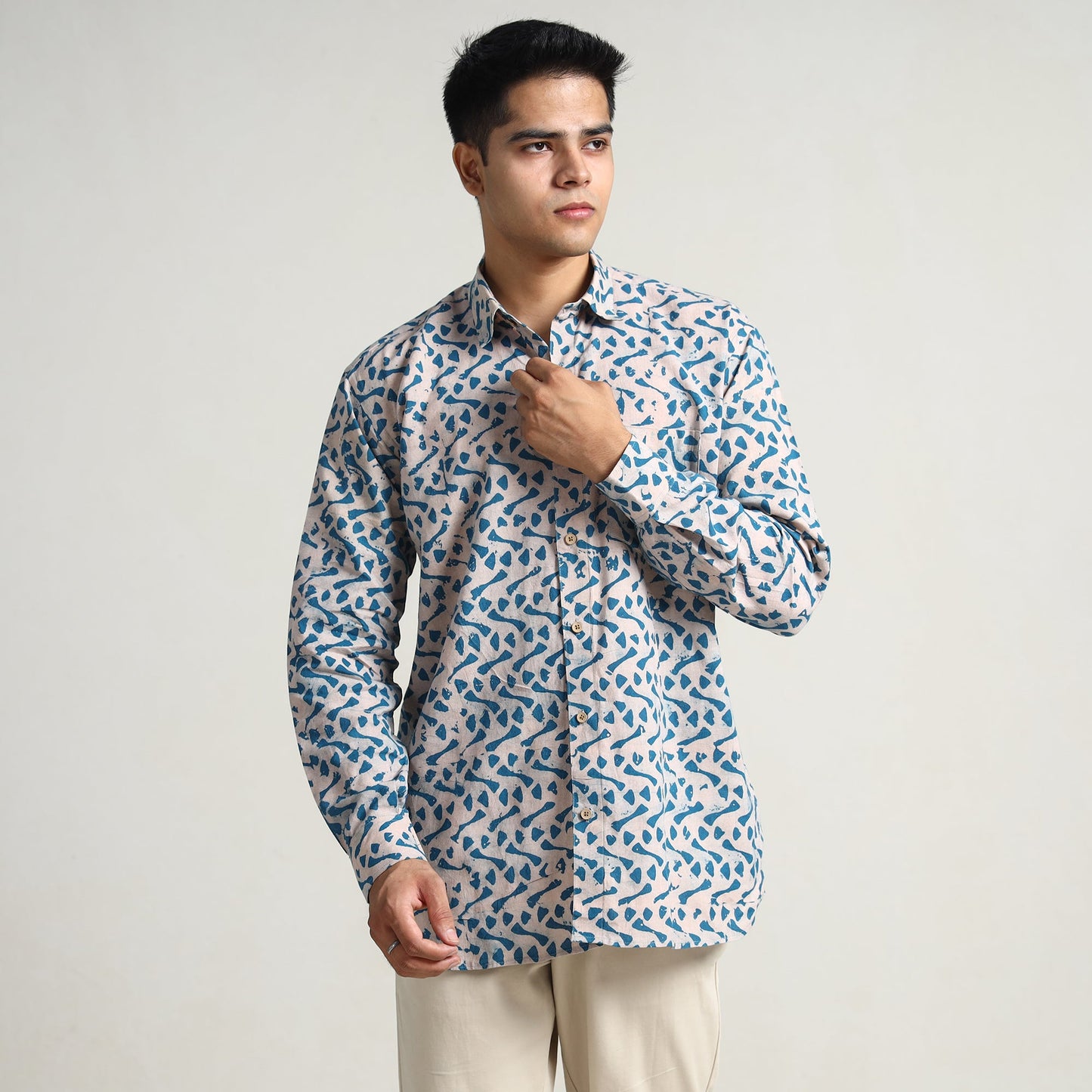 Buy Hand Batik Printed Cotton Men Full Sleeve Shirt 13 Online l iTokri.com