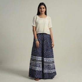 Buy Hand Batik Printed Running Stitch Cotton Long Skirt 52 Online l iTokri.com