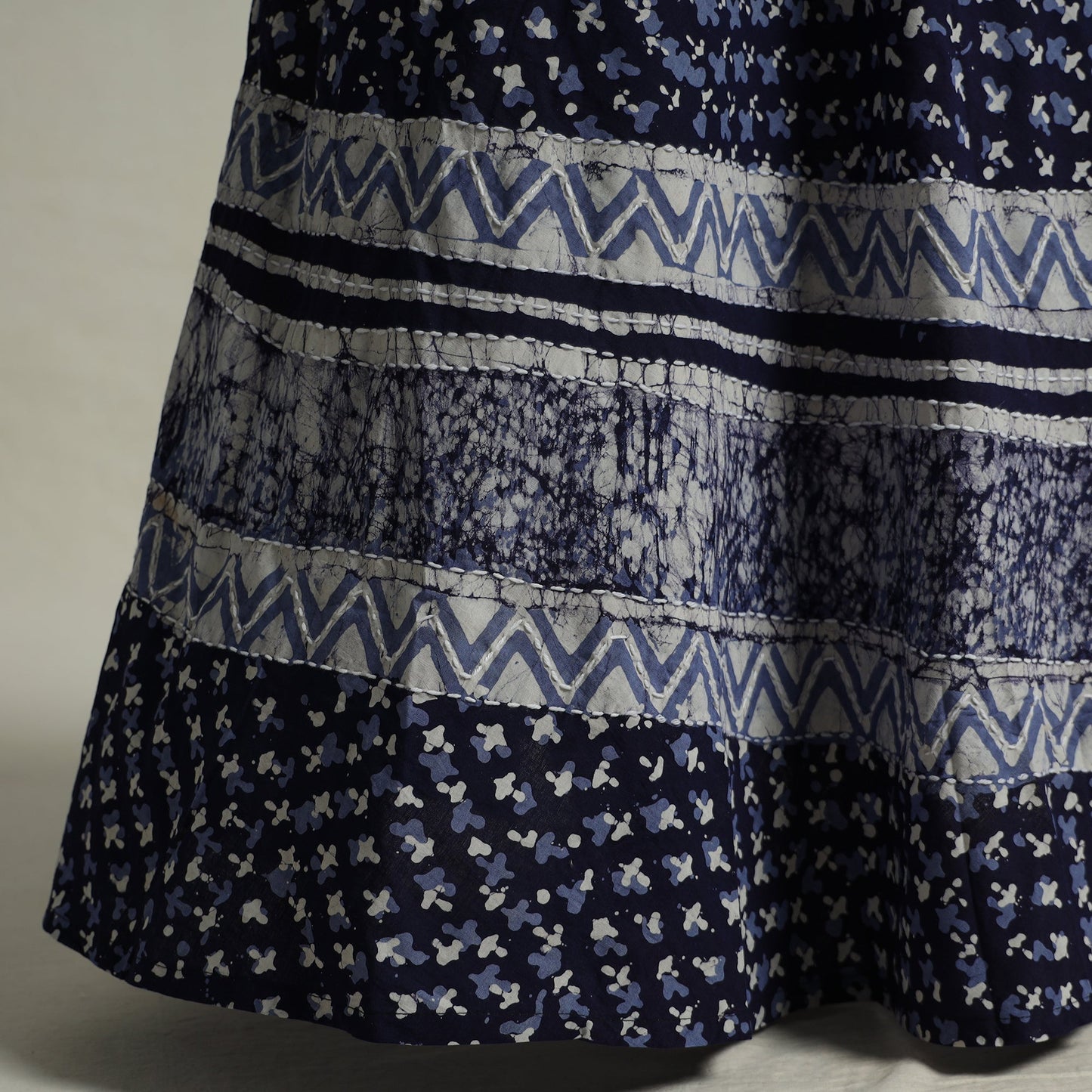 Buy Hand Batik Printed Running Stitch Cotton Long Skirt 52 Online l iTokri.com