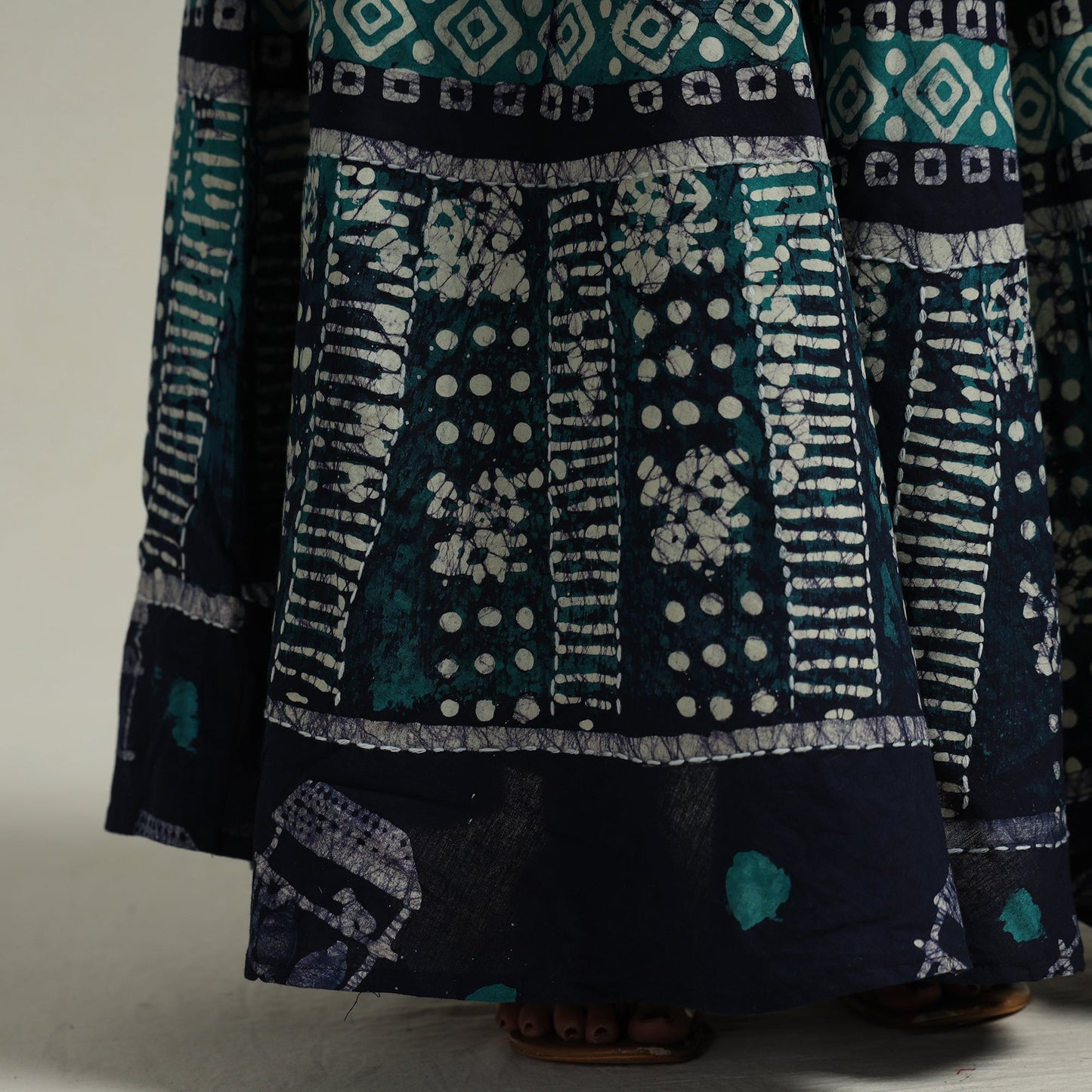 Buy Hand Batik Printed Running Stitch Cotton Long Skirt 54 Online l iTokri.com