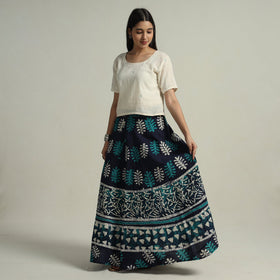  Hand Batik Printed Running Stitch Cotton Long Skirt 58 