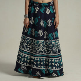  Hand Batik Printed Running Stitch Cotton Long Skirt 58 