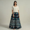  Hand Batik Printed Running Stitch Cotton Long Skirt 58 