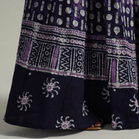 Blue Hand Batik Printed Running Stitch Cotton Long Skirt 