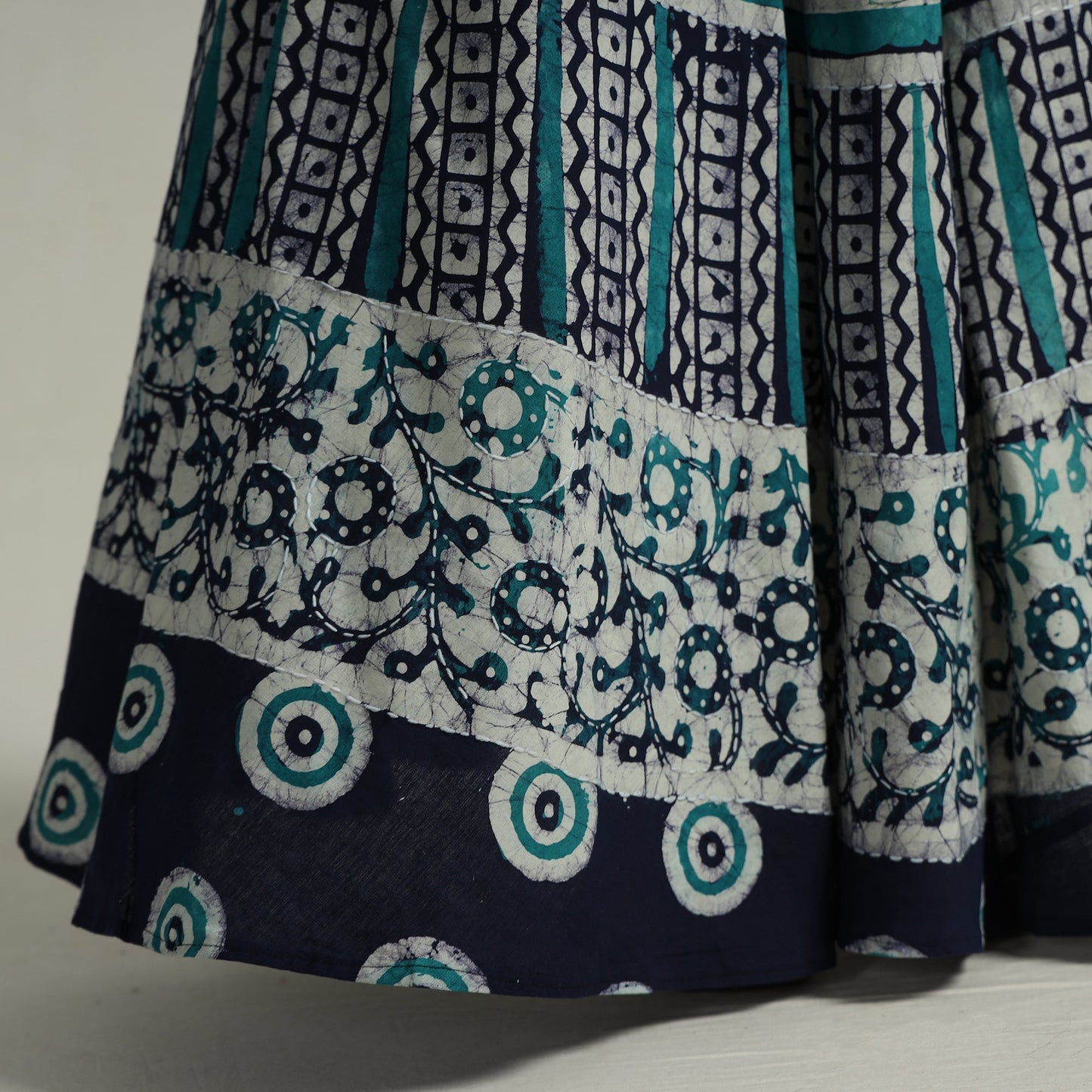  Hand Batik Printed Running Stitch Cotton Long Skirt 65 