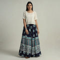  Hand Batik Printed Running Stitch Cotton Long Skirt 65 