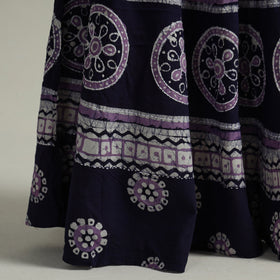 Blue - hand batik printed running stitch cotton long skirt