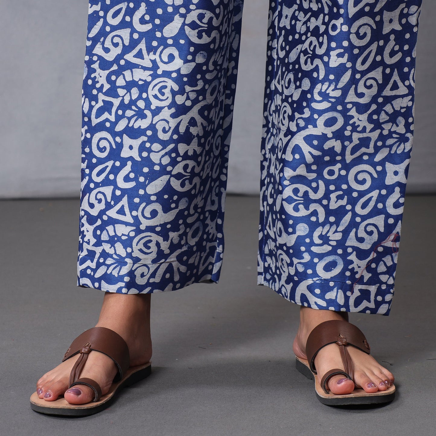 Blue - Batik Printing Chanderi Silk Kurta Suit Sets