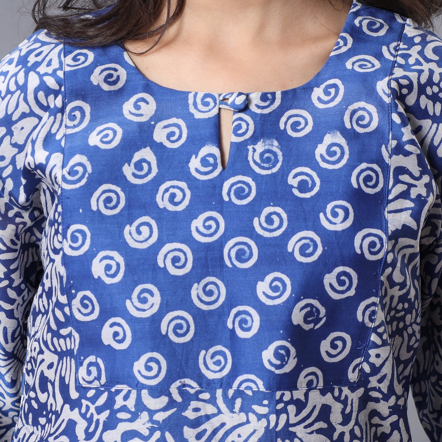 Blue - Hand Batik Printing Chanderi Silk Kurta Suit Sets