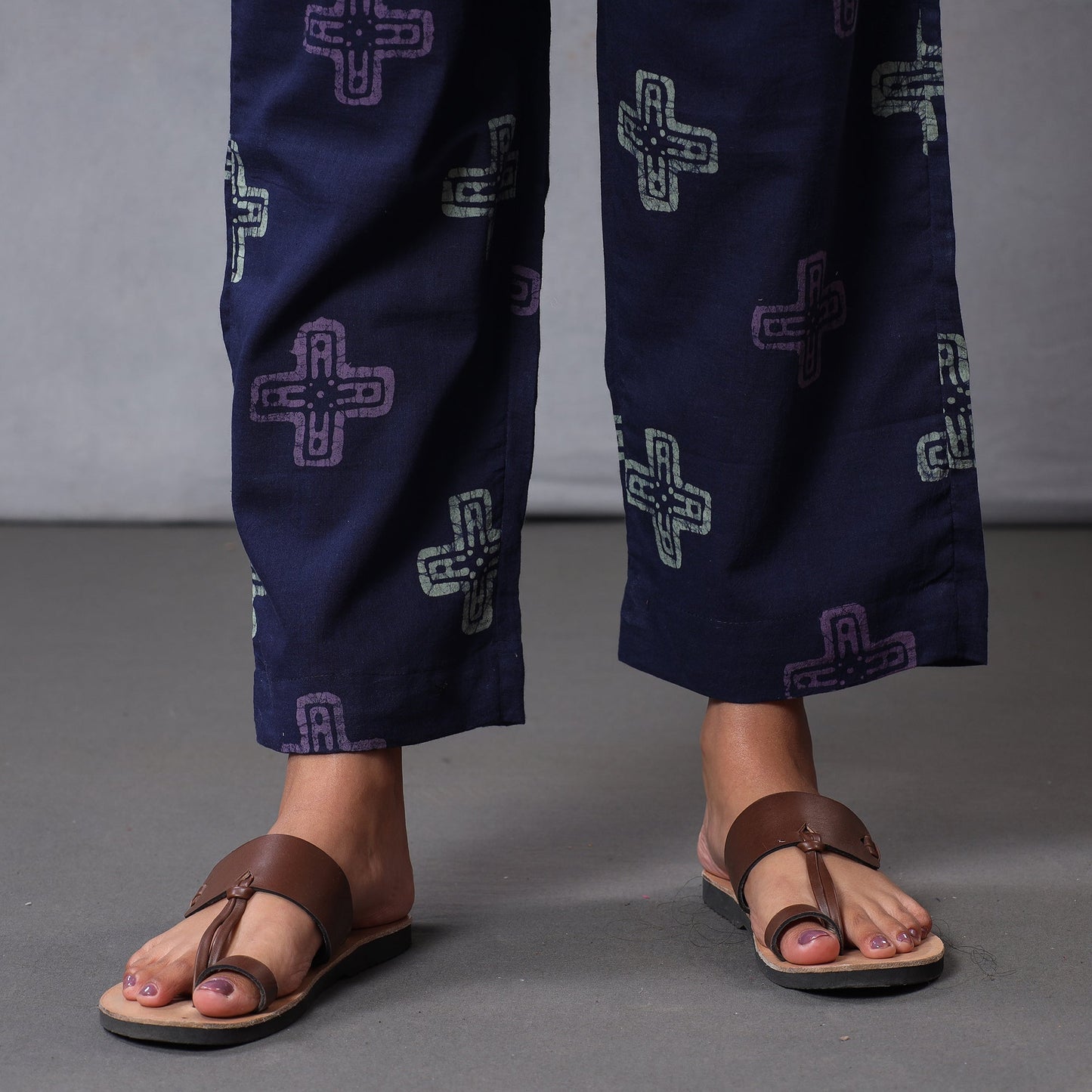 Hand batik printing cotton kurta with palazzo & dupatta set