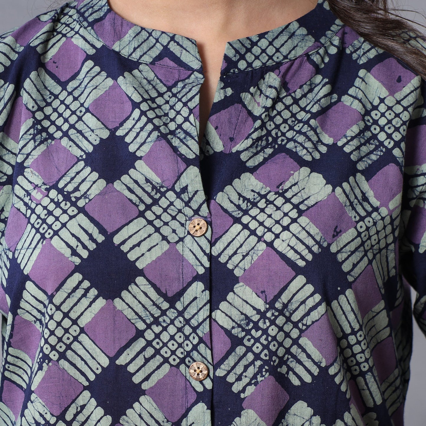 Hand batik printing cotton kurta with palazzo & dupatta set