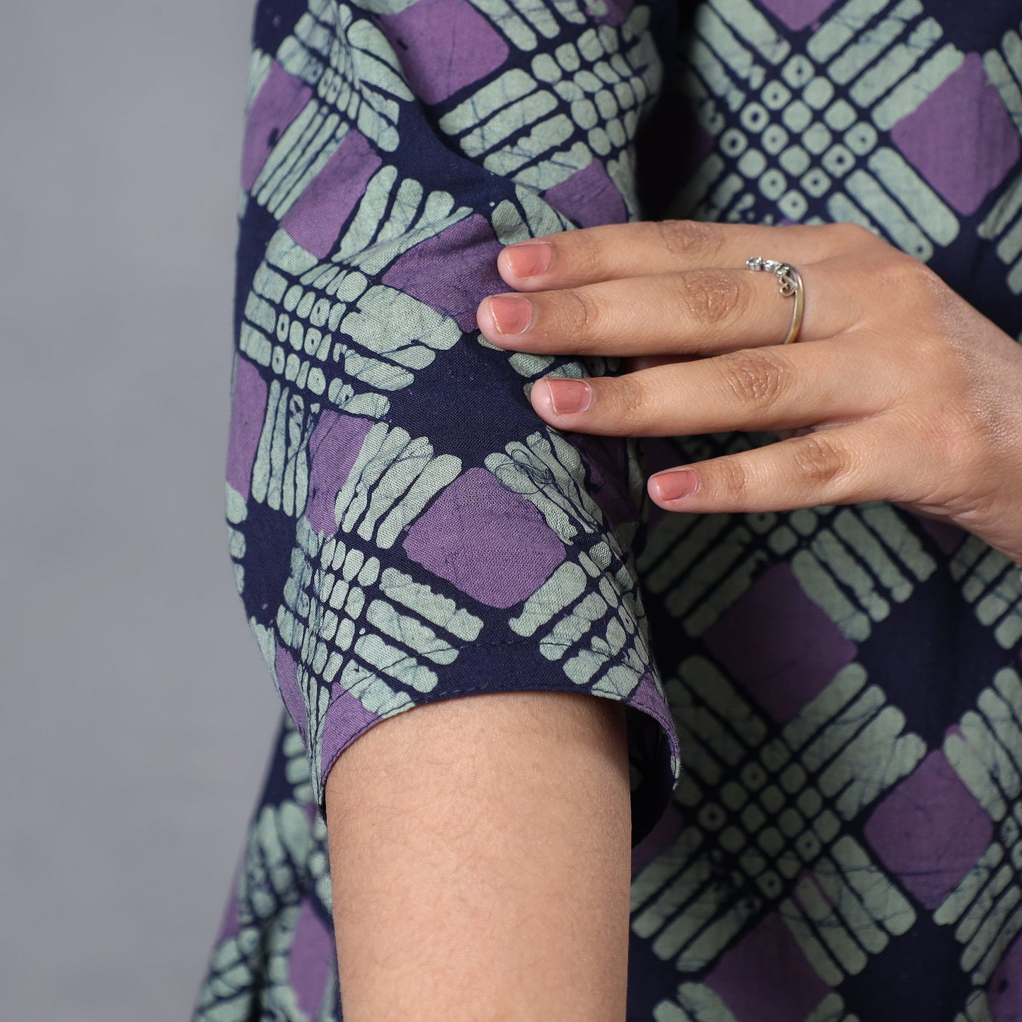 Hand batik printing cotton kurta with palazzo & dupatta set