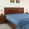 Blue - Block Art Print Cotton Double Bindaas Bed Sheet (110 x 93 in)