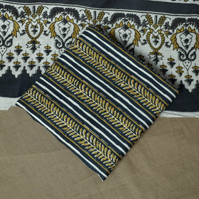 Hand block bagru print cotton 3pc unstitched dress material