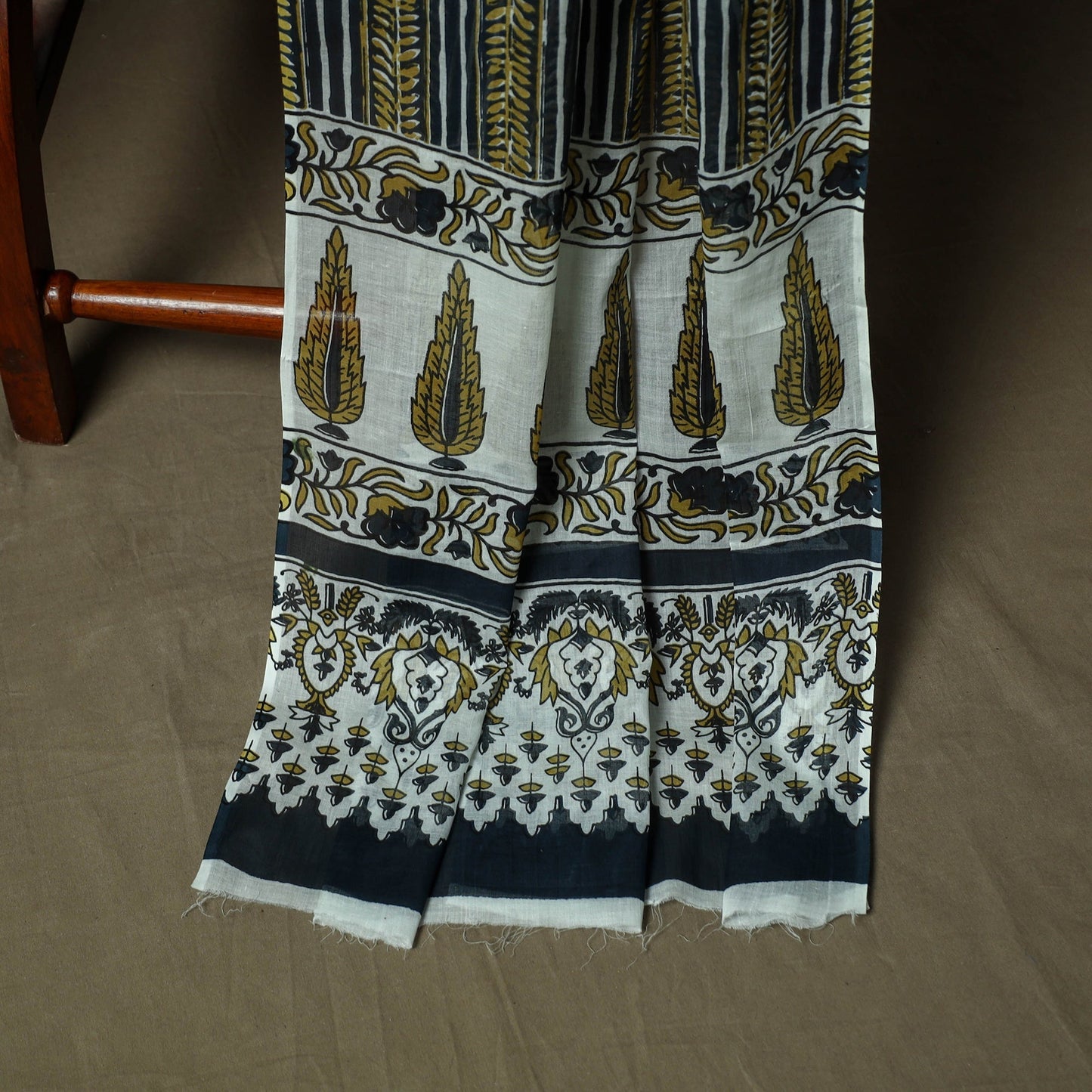Hand block bagru print cotton 3pc unstitched dress material