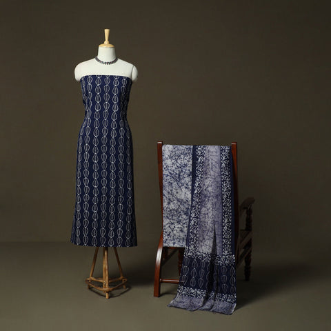 Hand batik cotton 3pc unstitched dress material 03