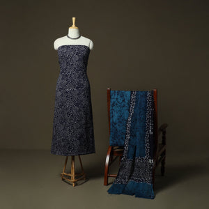 Hand batik cotton 3pc unstitched dress material 07