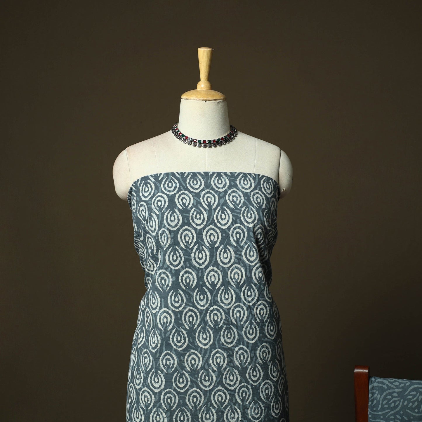 Hand block batik print cotton 3pc unstitched dress material