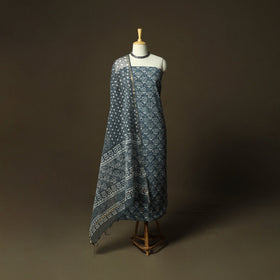 Hand block batik print cotton 3pc unstitched dress material