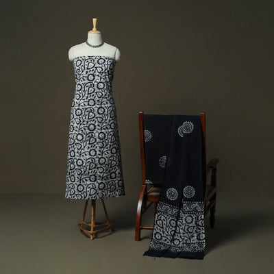 Hand batik cotton 3pc unstitched dress material 52
