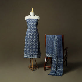Hand block batik print cotton 3pc unstitched dress material