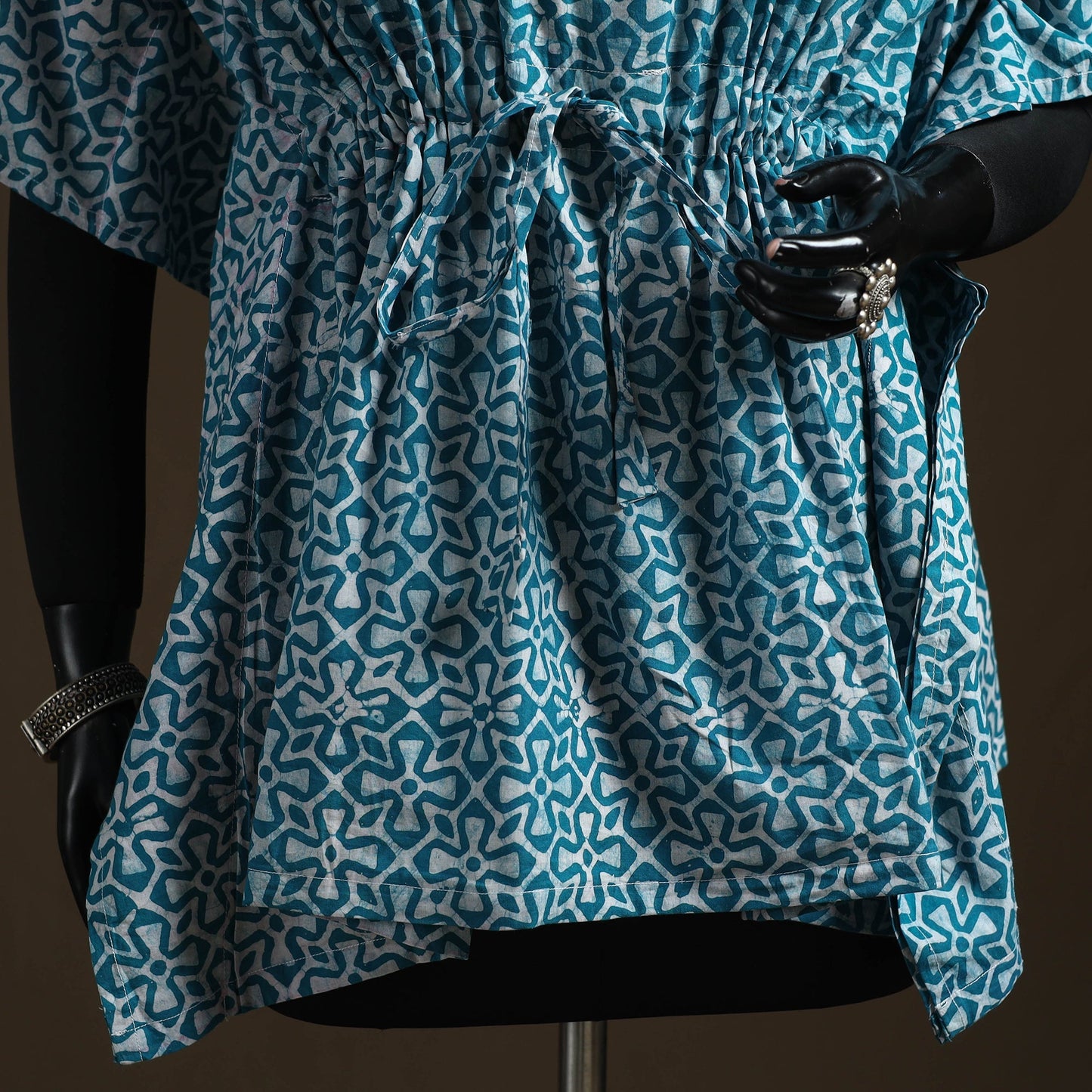 Hand block batik print cotton kaftan (short) 32
