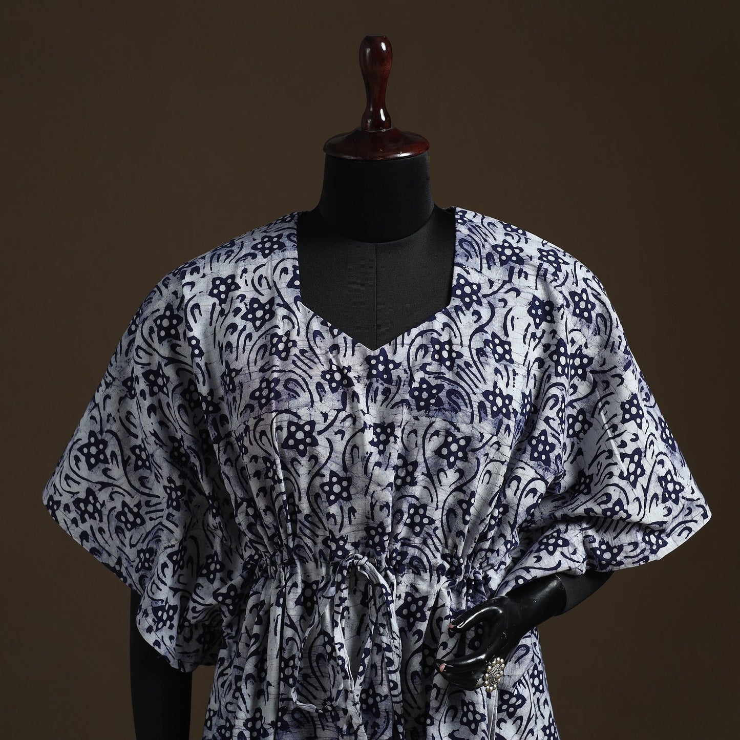Hand block batik print cotton kaftan (short) 35