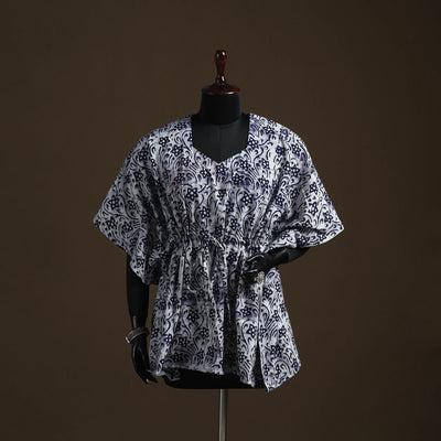 Hand block batik print cotton kaftan (short) 35