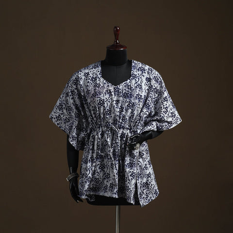 Hand block batik print cotton kaftan (short) 35