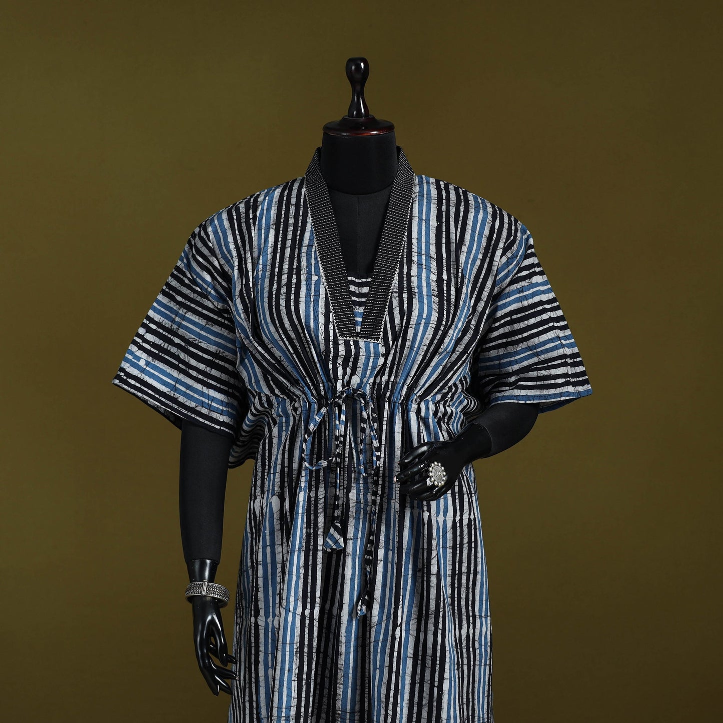 Hand batik cotton long kaftan 08 - handcrafted