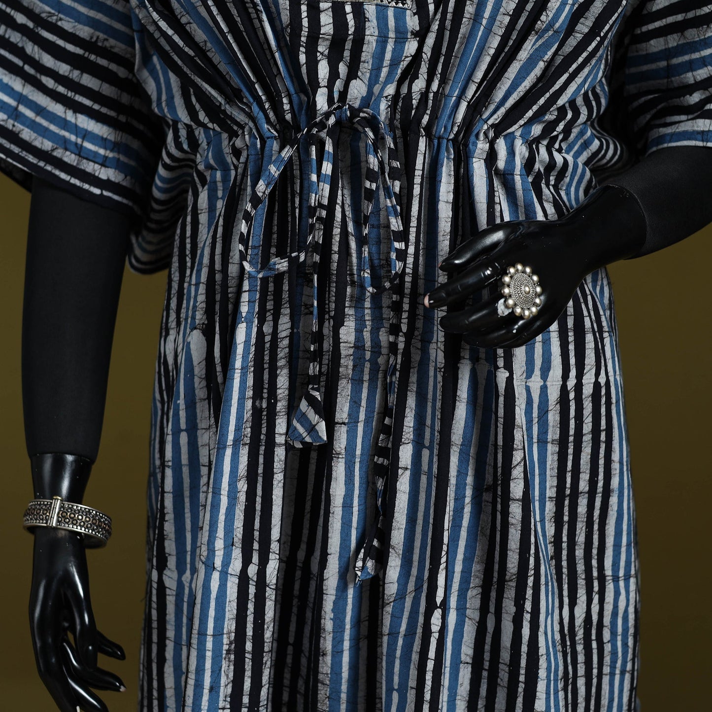 Hand batik cotton long kaftan 08 - handcrafted