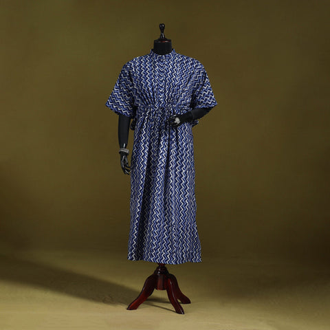 Hand batik cotton long kaftan 12 - handcrafted