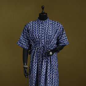 Hand batik cotton long kaftan 12 - handcrafted