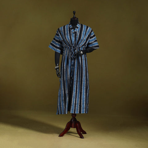 Hand batik cotton long kaftan 19. Handcrafted