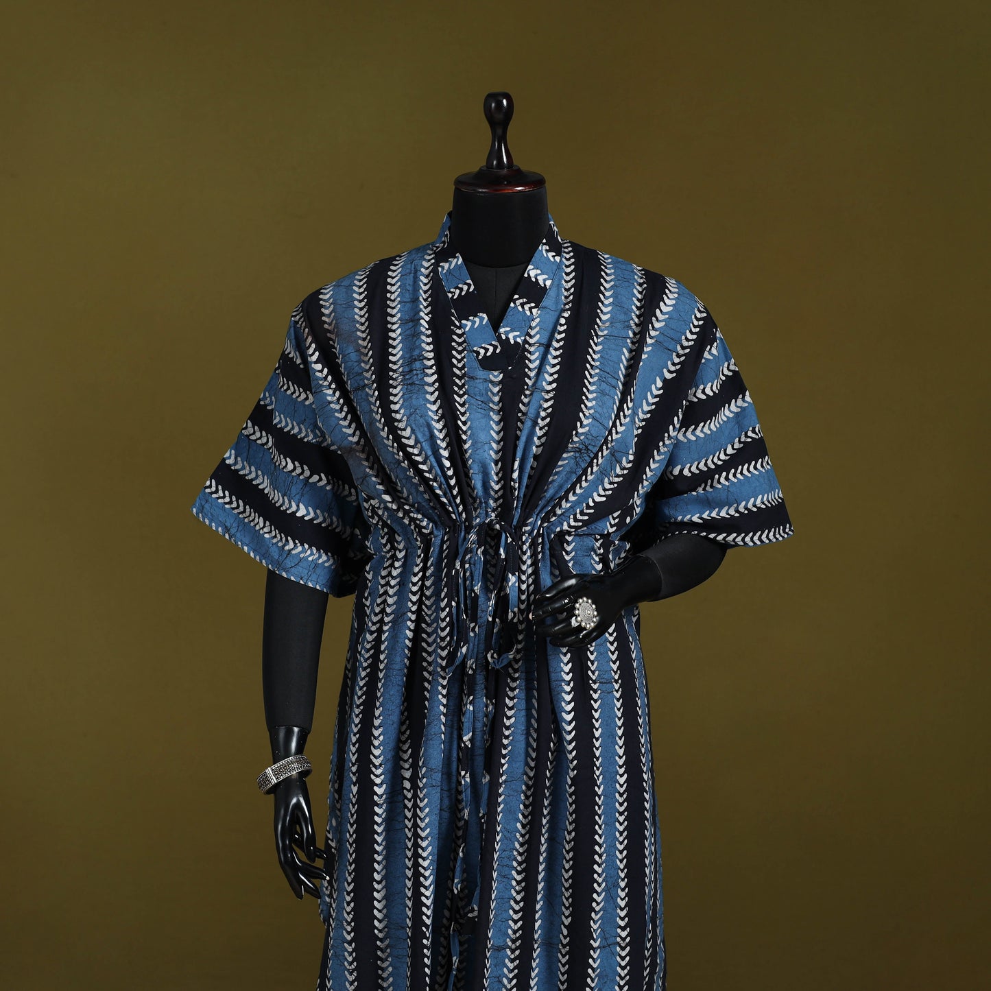 Hand batik cotton long kaftan 19. Handcrafted