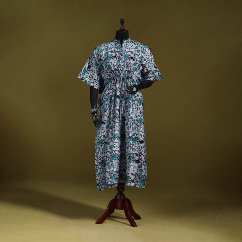 Hand batik cotton long kaftan 22 - handcrafted