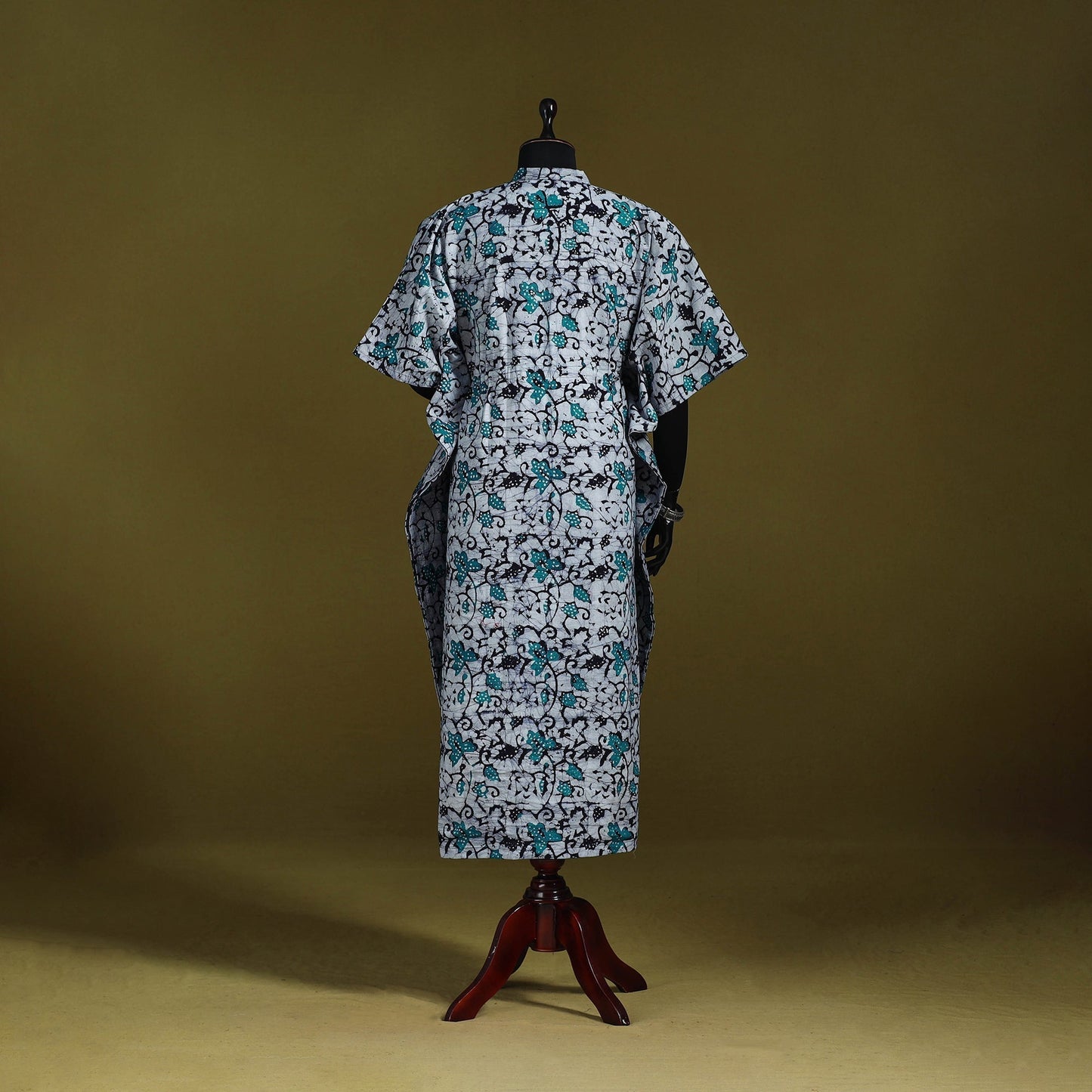 Hand batik cotton long kaftan 22 - handcrafted