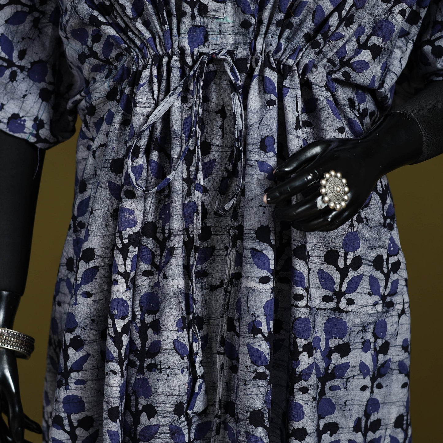 Hand batik cotton long kaftan 23 - handcrafted