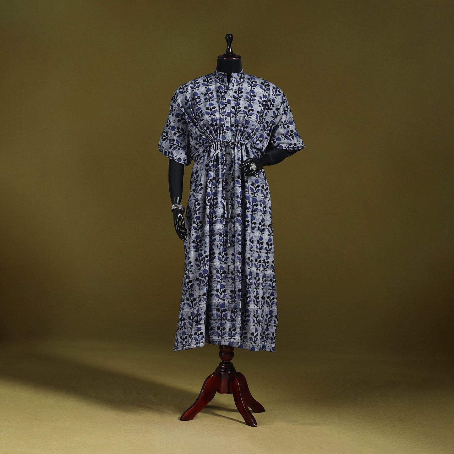 Hand batik cotton long kaftan 23 - handcrafted