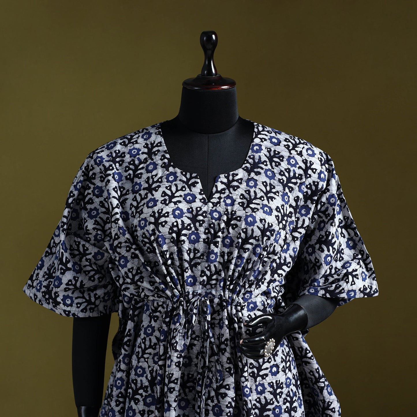 Hand batik cotton medium kaftan 41 - handcrafted