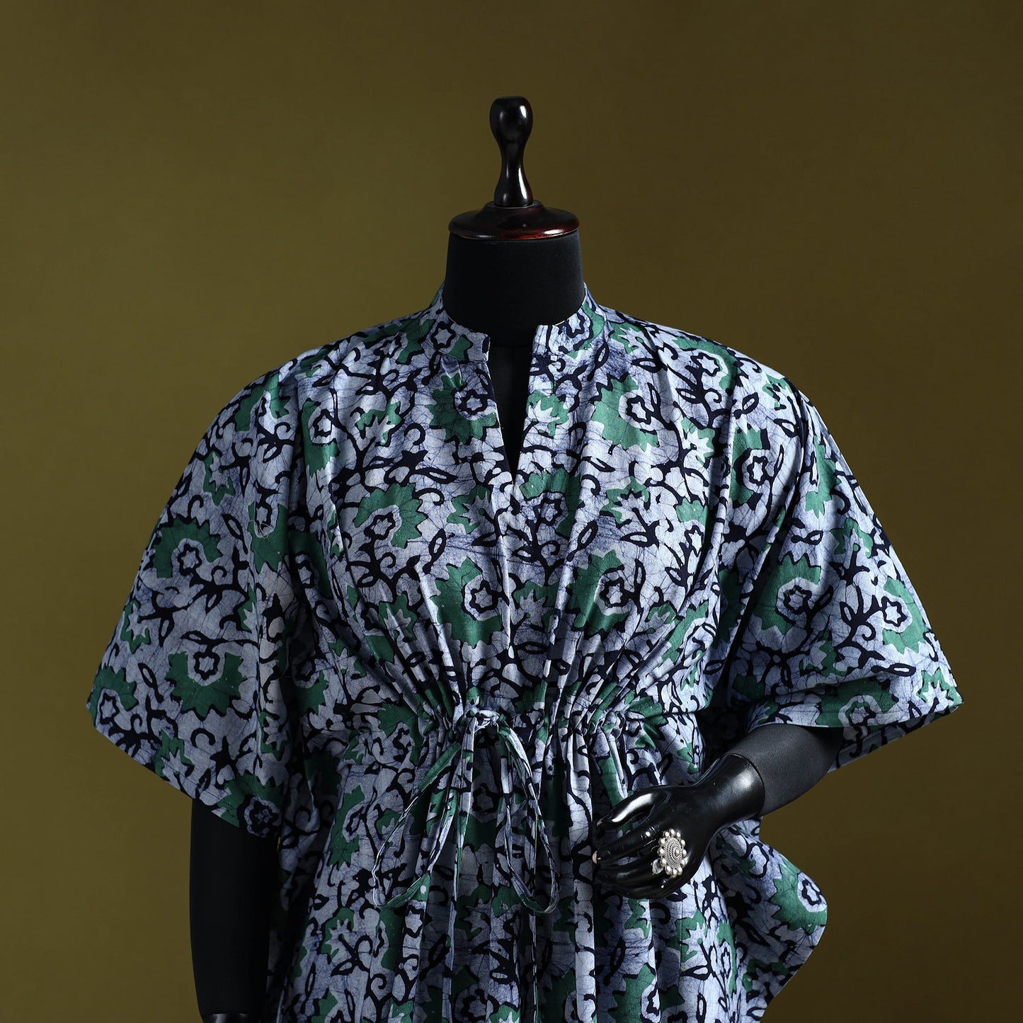 Hand batik cotton medium kaftan 47 - handcrafted