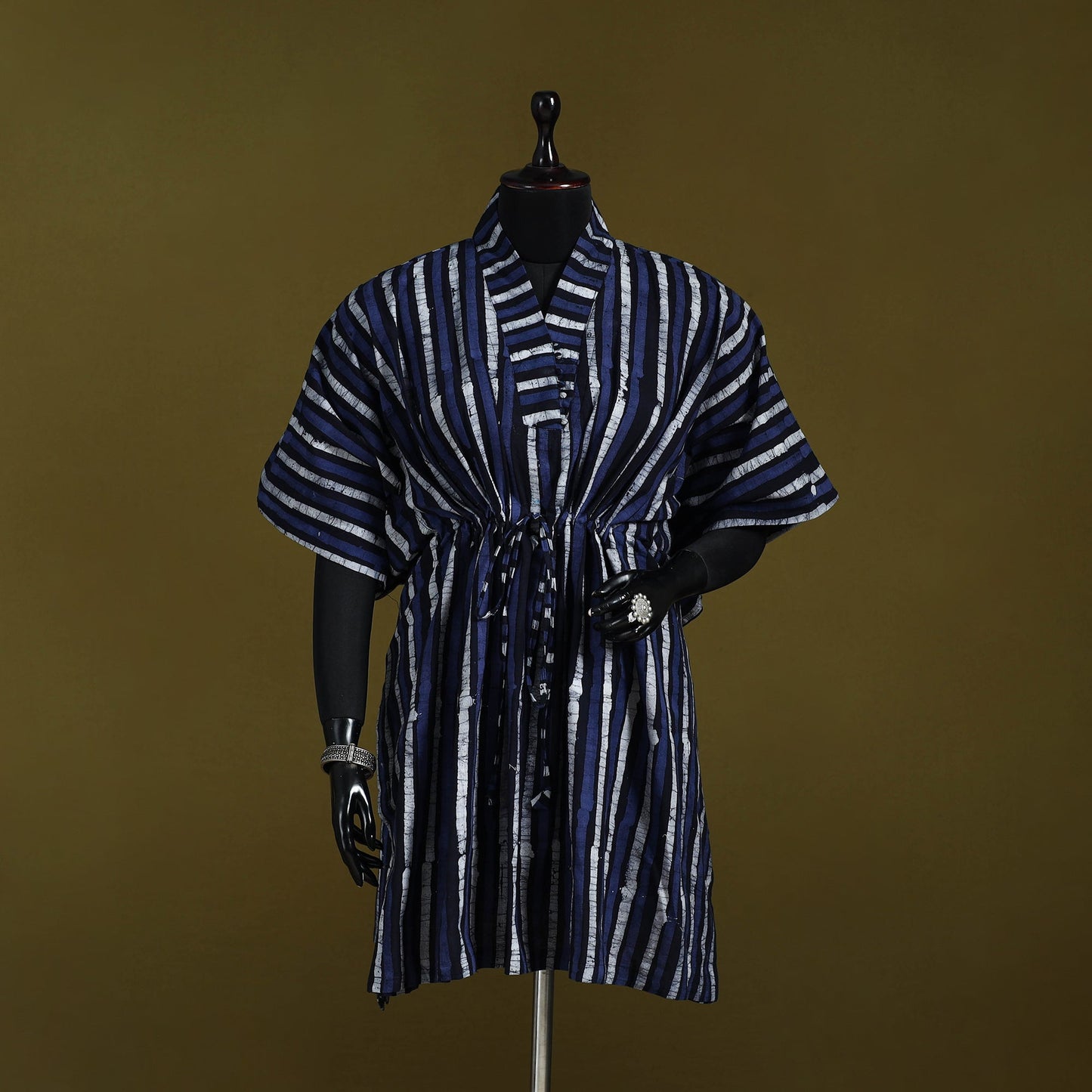 Hand batik cotton medium kaftan 53 - handcrafted
