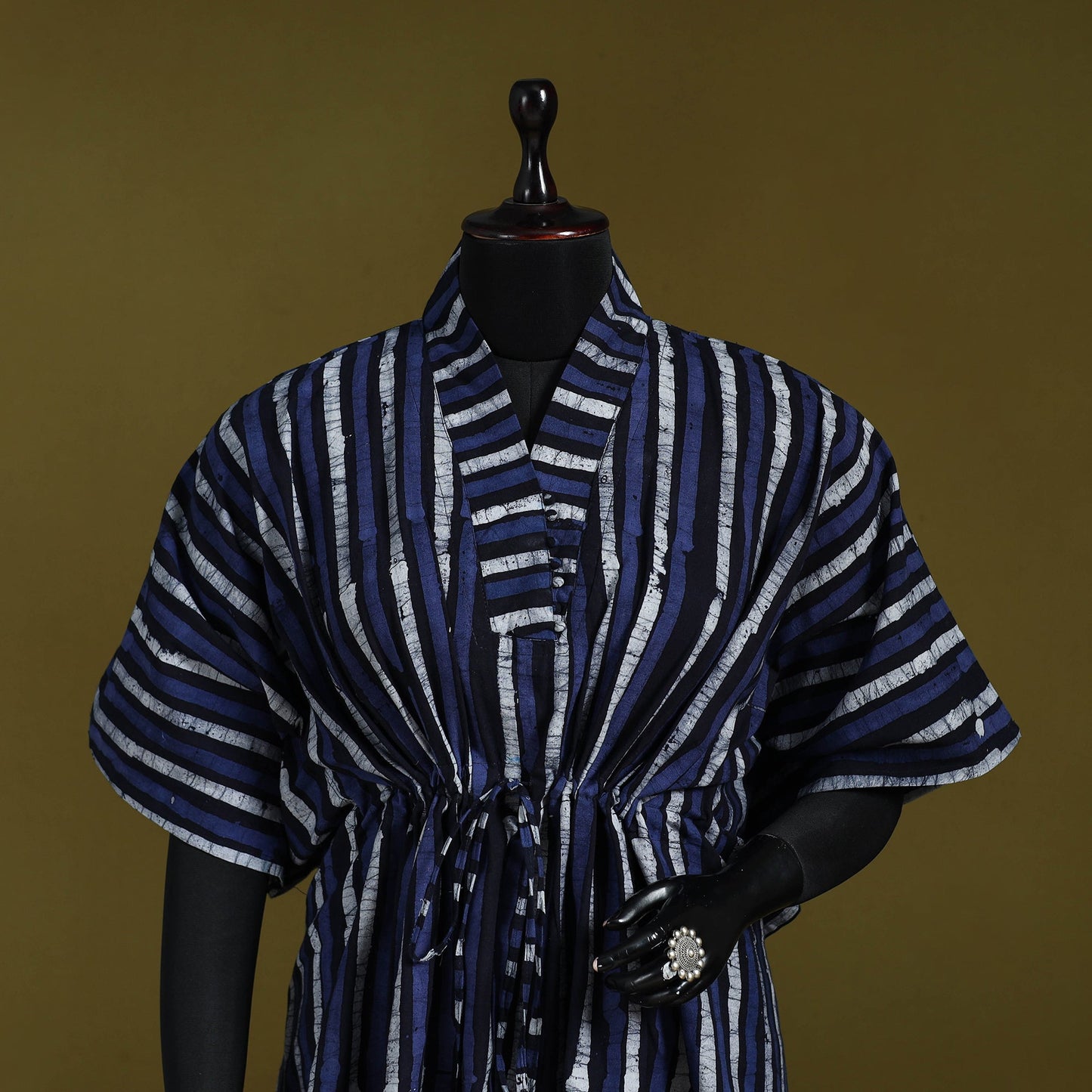 Hand batik cotton medium kaftan 53 - handcrafted