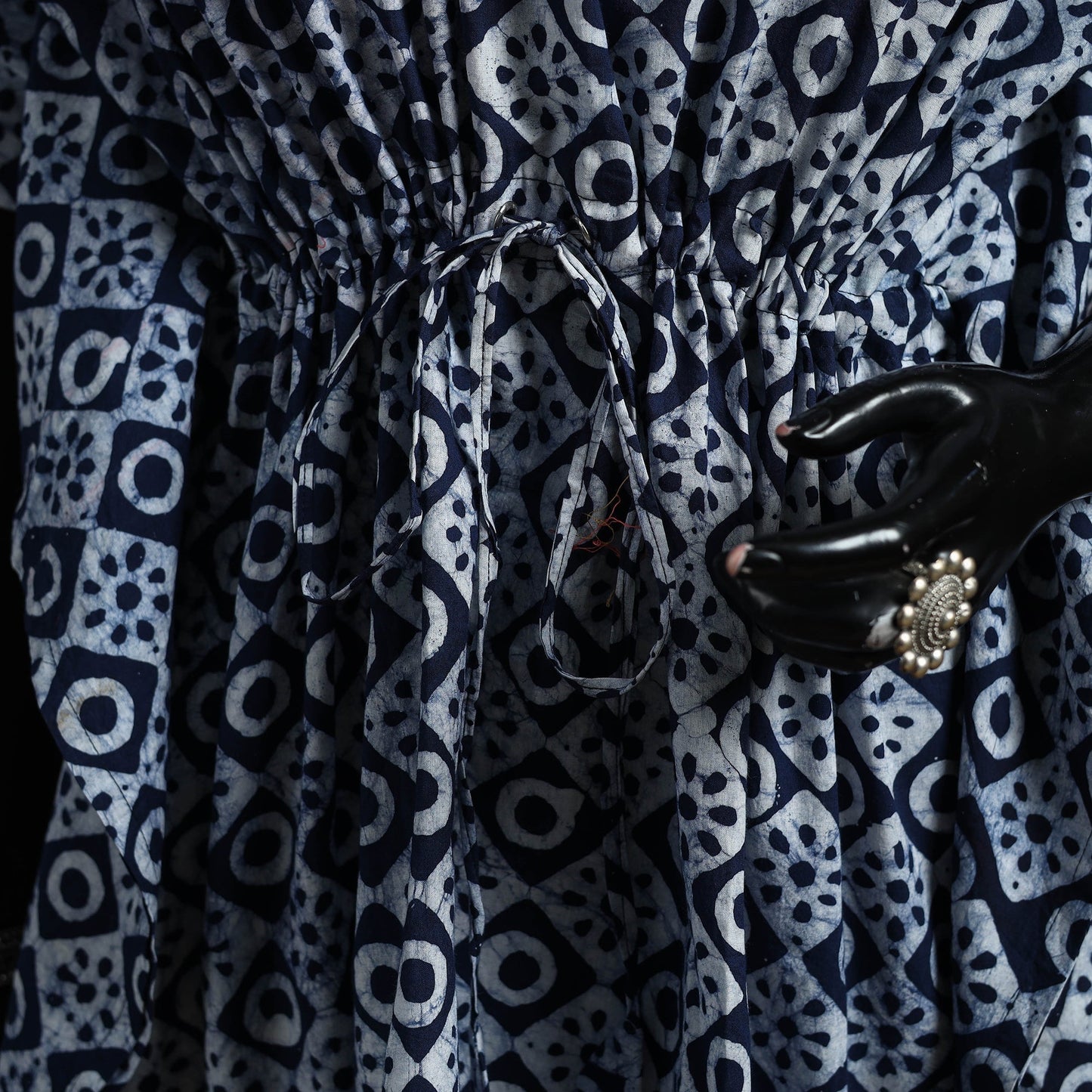 Hand block batik print gota work cotton kaftan (short) 34