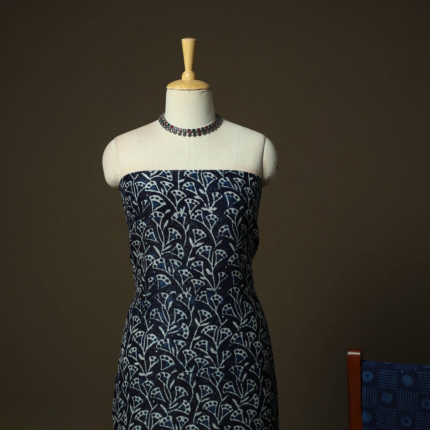 Hand block batik print maheshwari silk 3pc unstitched dress